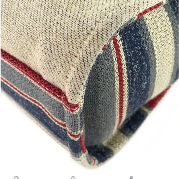 CHANEL Deauville Small Canvas Shopping Tote Bag Cream Multicolor Sides Authentic - Picture 7 of 11